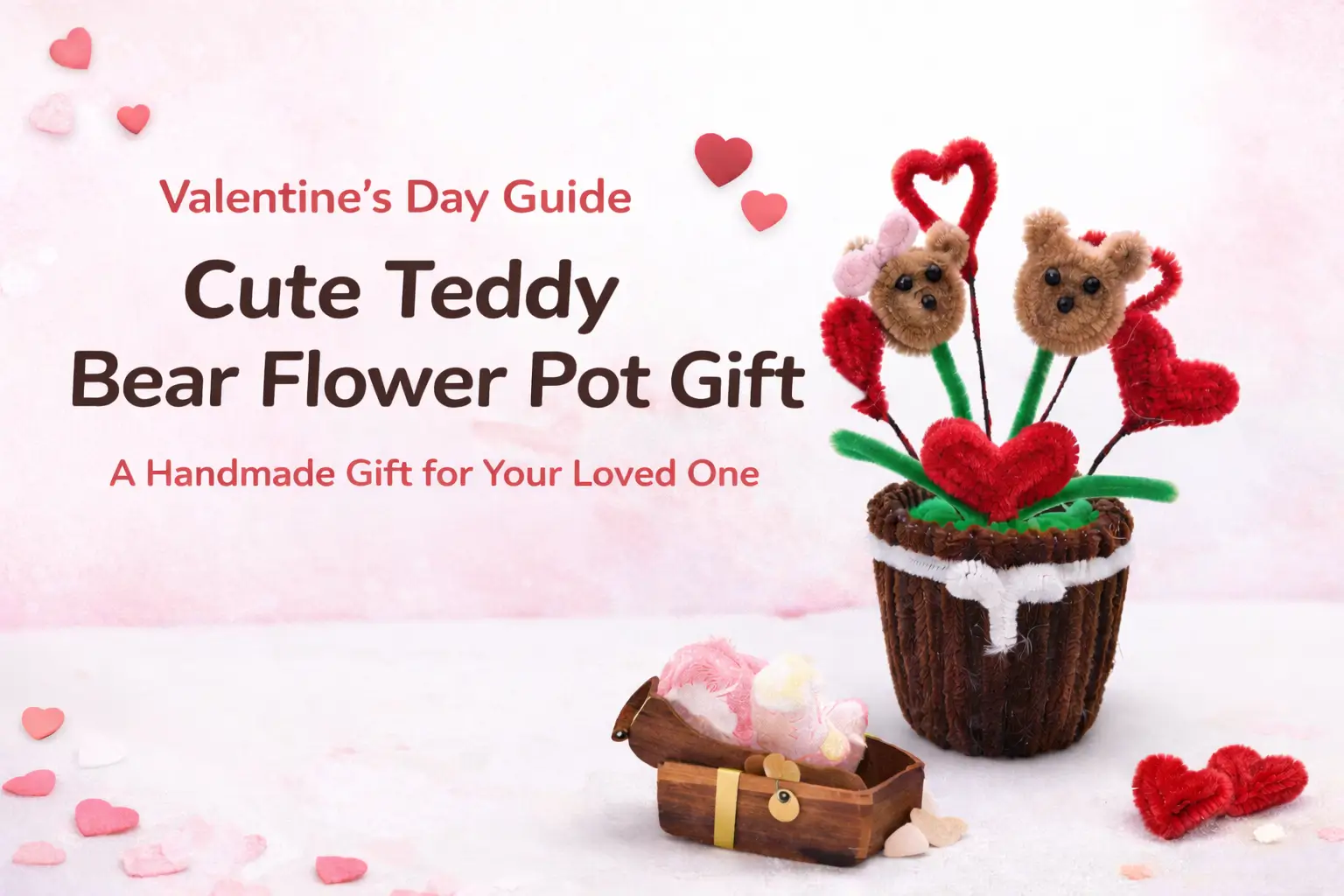 Valentine’s Day Teddy Bear Flower Pot – A Handmade Love Gift teddy bear flower pot 01